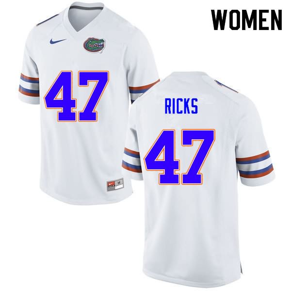 Women's NCAA Florida Gators Isaac Ricks #47 Stitched Authentic Nike White College Football Jersey KNB7865TB